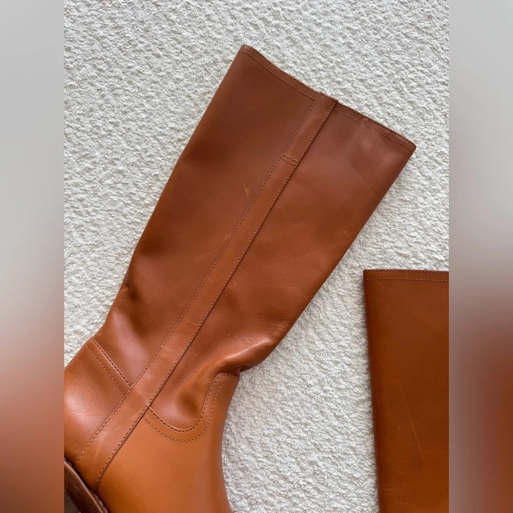 REFORMATION Frances Knee High Boots in Whiskey Leather 7